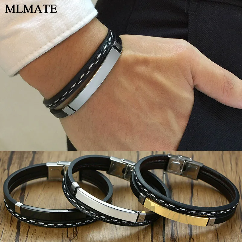 Персонализированный классический браслет из натуральной кожи для мужчин и