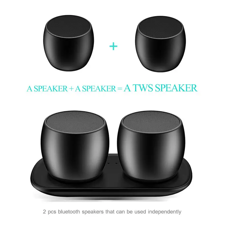 Продвижение Беспроводная металлическая bluetooth колонка мини стереоколонка Twins с