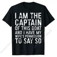 Mens I Am The Captain Of This Boat T-Shirt Skipper Gift Shirt T-Shirt Coupons Young Tops Men Tees Classic Tshirts Cotton Unique