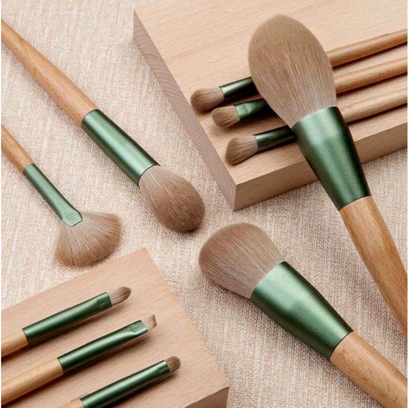 

10PCS Makeup Brushes Pro Green Brush Set Powder Eyeshadow Blending Eyeliner Eyelash Eyebrow Make Up Beauty Cosmestic Brushes