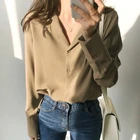 Блузка женская шифоновая с V-образным вырезом, офисный Топ с длинным рукавом, белая блузка, A994, 2021