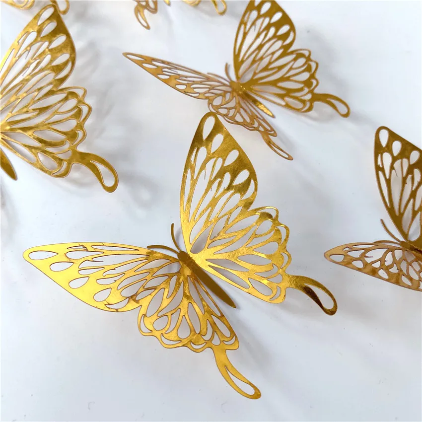 

12Pcs/Set Mirror Wall Stickers 3D Effect Butterflies Wall Decal Art Party Decoration Wedding DIY Home Decors Dropshipping