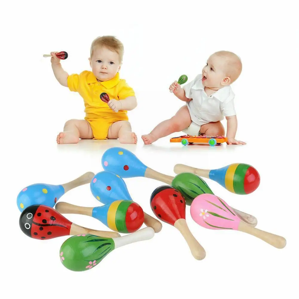 

Music Children's Toys Infant Toddlers Wood Sand Hammer Toy Toy Random Wooden Rattles Shaker Toy Educational Baby Child Colo I1b1