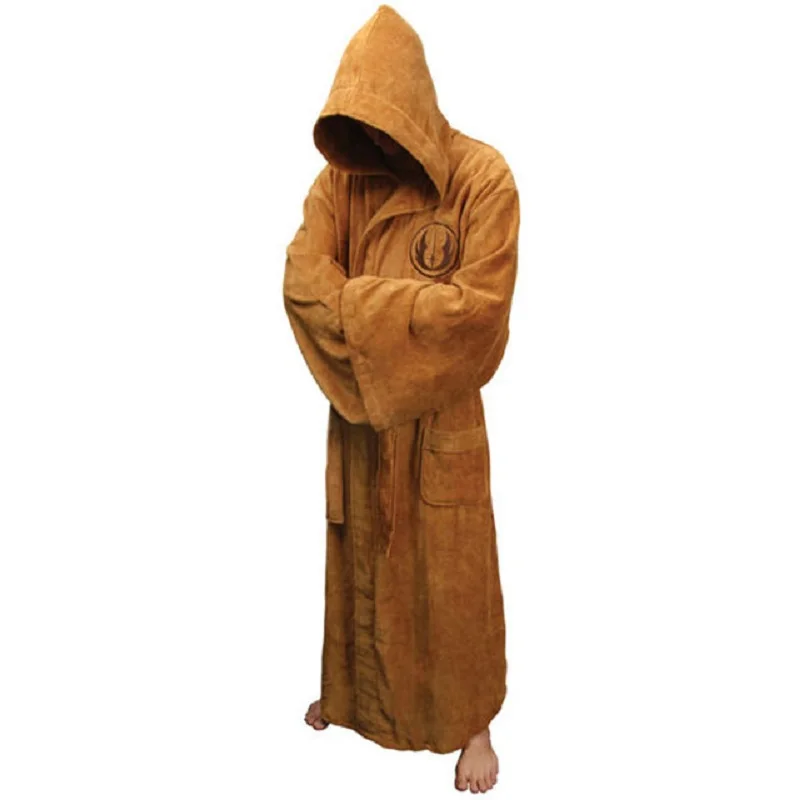 

Flannel Robe Male With Hooded Thick Star Dressing Gown Jedi Empire Men's Bathrobe Winter Long Robe Mens Bath Robes Sleepwears