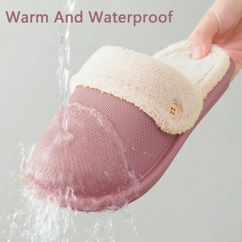 

Women Men Winter New Waterproof Cotton Slippers Warm Non-slip Home Couples Wear Removable Slippers Outside Home Wear-resistant