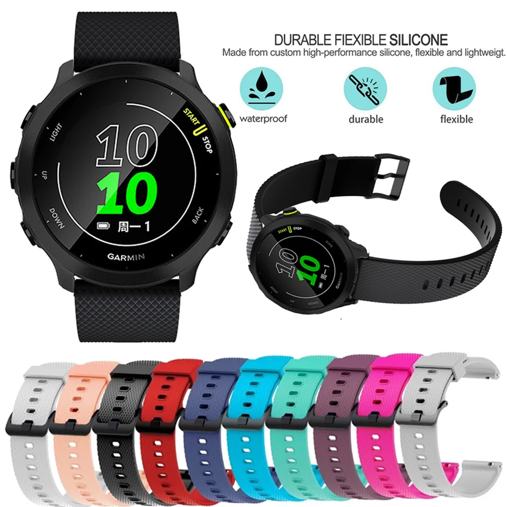 

20mm Official Style Sports Silicone Strap For Garmin Forerunner 158 245 245M 645 Venu SQ Vivoactive 3 Smart Bracelet Watchband