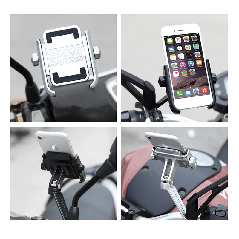 aluminum alloy universal rearview mirror motorcycle phone holder for iphonex 8 7 gps support telephone moto holder mount bracket free global shipping