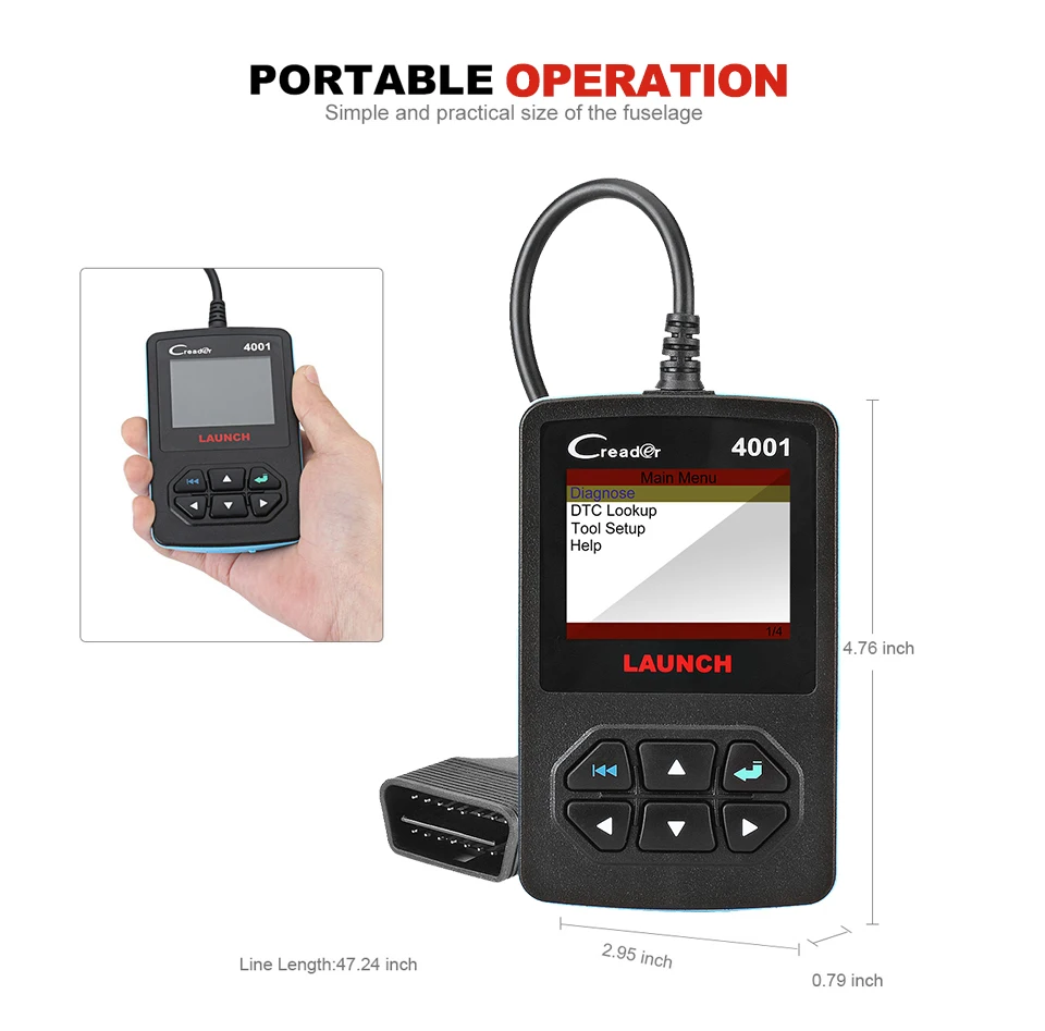 LAUNCH CReader 4001 CR4001 OBD2 автомобильный сканер автоматический диагностический инструмент для сканирования OBDII считыватель кодов неисправностей Автомобильная диагностика OBD 2