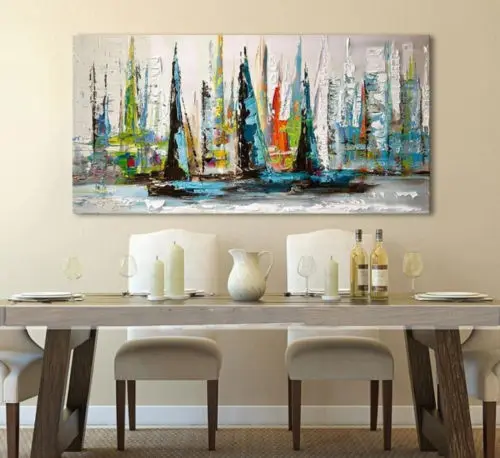

Hand-painted oil painting Modern Art On Canvas,Abstract sailboat (no framed)