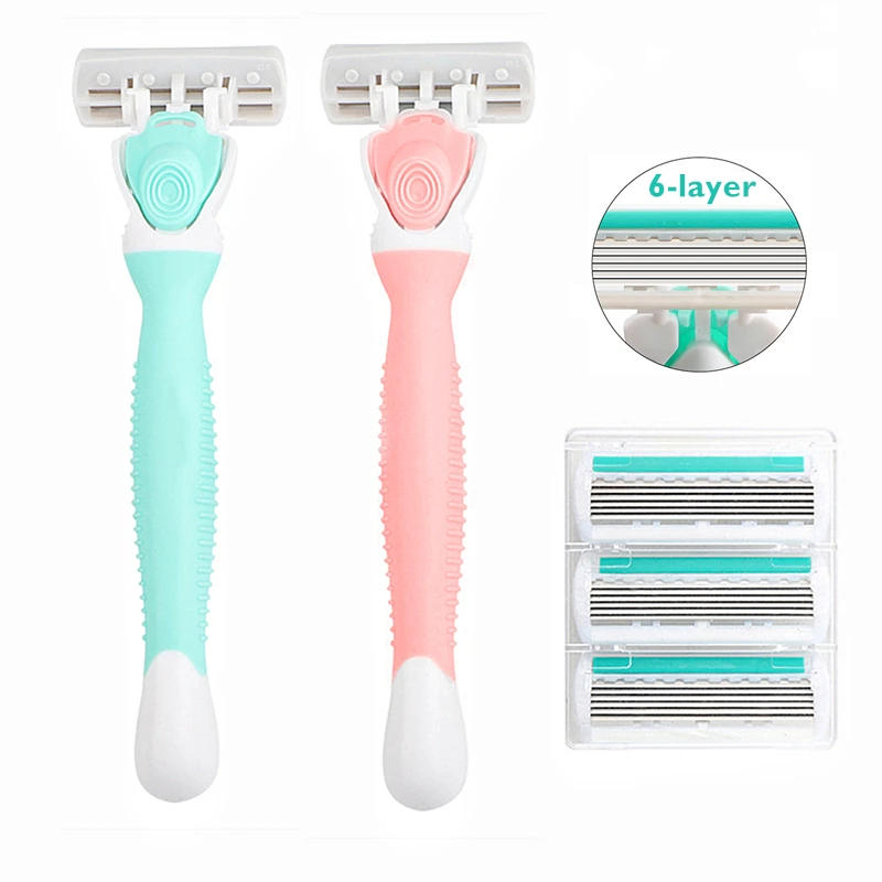 

Fashion New Women's Beauty Safety Razors 6-layer Blade Shaver for Face Body Quick Installation Handle Six layers Blades Shaving