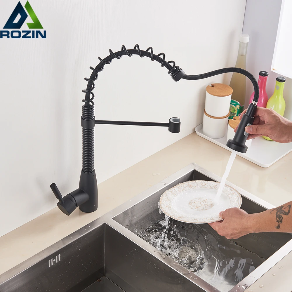 Матовый черный кухонный смеситель выдвижной кран для ванной и кухни крепление на