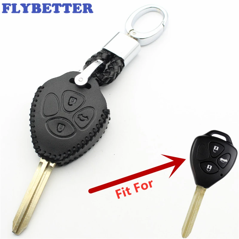Чехол FLYBETTER из натуральной кожи с 3 кнопками и дистанционным управлением для Toyota