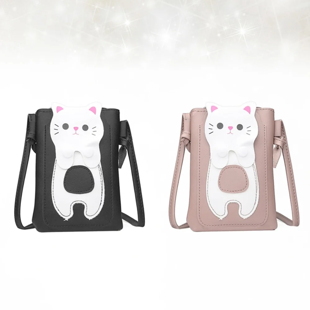 

2pcs Mini Crossbody Bag Cartoon Shoulder Bag Cell Phone Purse Wallet Bag for Girls (1pcs Black, 1pcs)