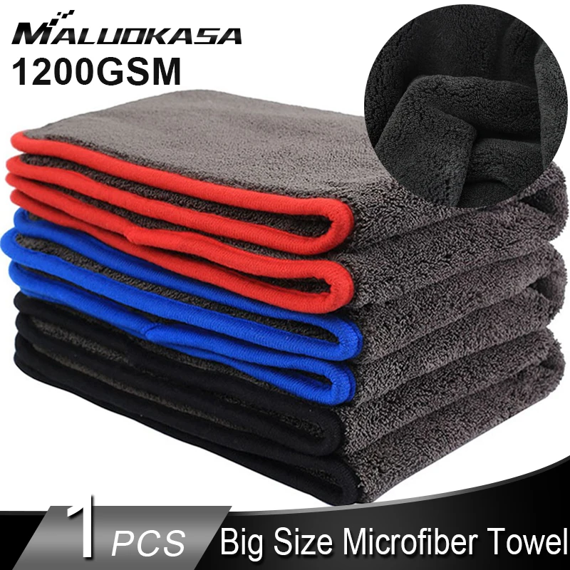 

1PCS 1200GSM Big Size Car Detailing Microfiber Towel Car Cleaning Drying Cloth Thick Car Washing Rag for Cars Kitchen Car Care