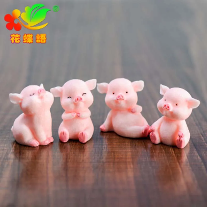 Милая розовая свинка статуэтка китайской модели поделка фигурка орнамент
