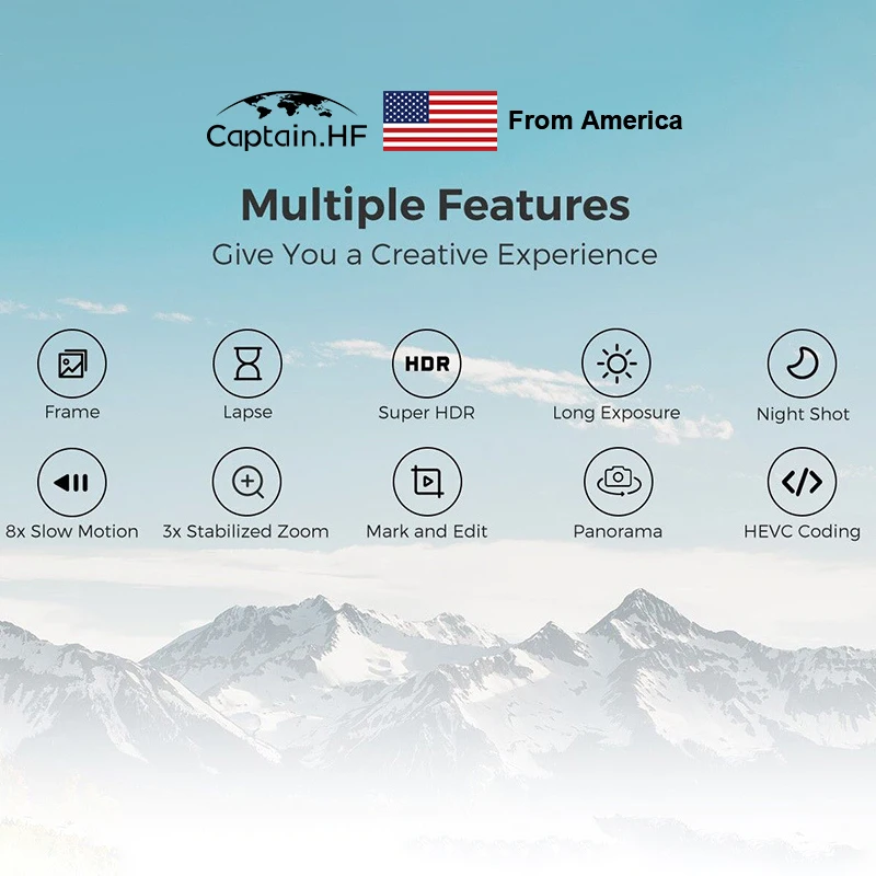 US Captain WIFI Bluetooth PALM3-Axis 4K HD Ручной Стабилизатор камеры 128 ° широкоугольный смарт-трек