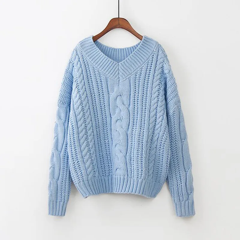 Женский свитер Зима 2022 корейский пуловер с v-образным вырезом шерстяной вязаный