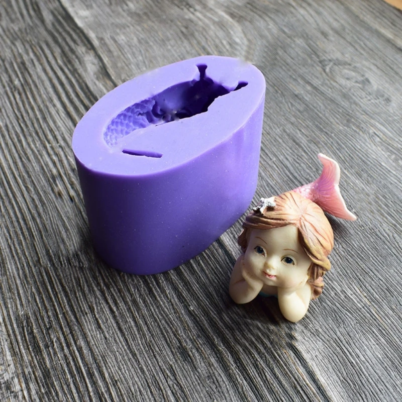 

Lovely Sleeping Beauty Fish Fondant Silicone Cake Molds Cute Baby Fish Tail Soap Mould Epoxy Resin Casting Mold Crafts