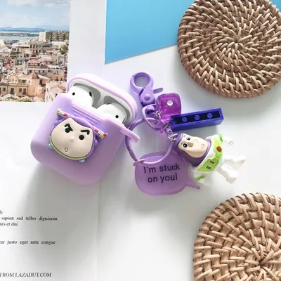 FV042 Горячая История игрушек Airpods брелок 3D Динозавр Дейзи Hudi чехол для наушников для Apple Airpods 1 2 Защитная силиконовая крышка брелок - Цвет: FV042