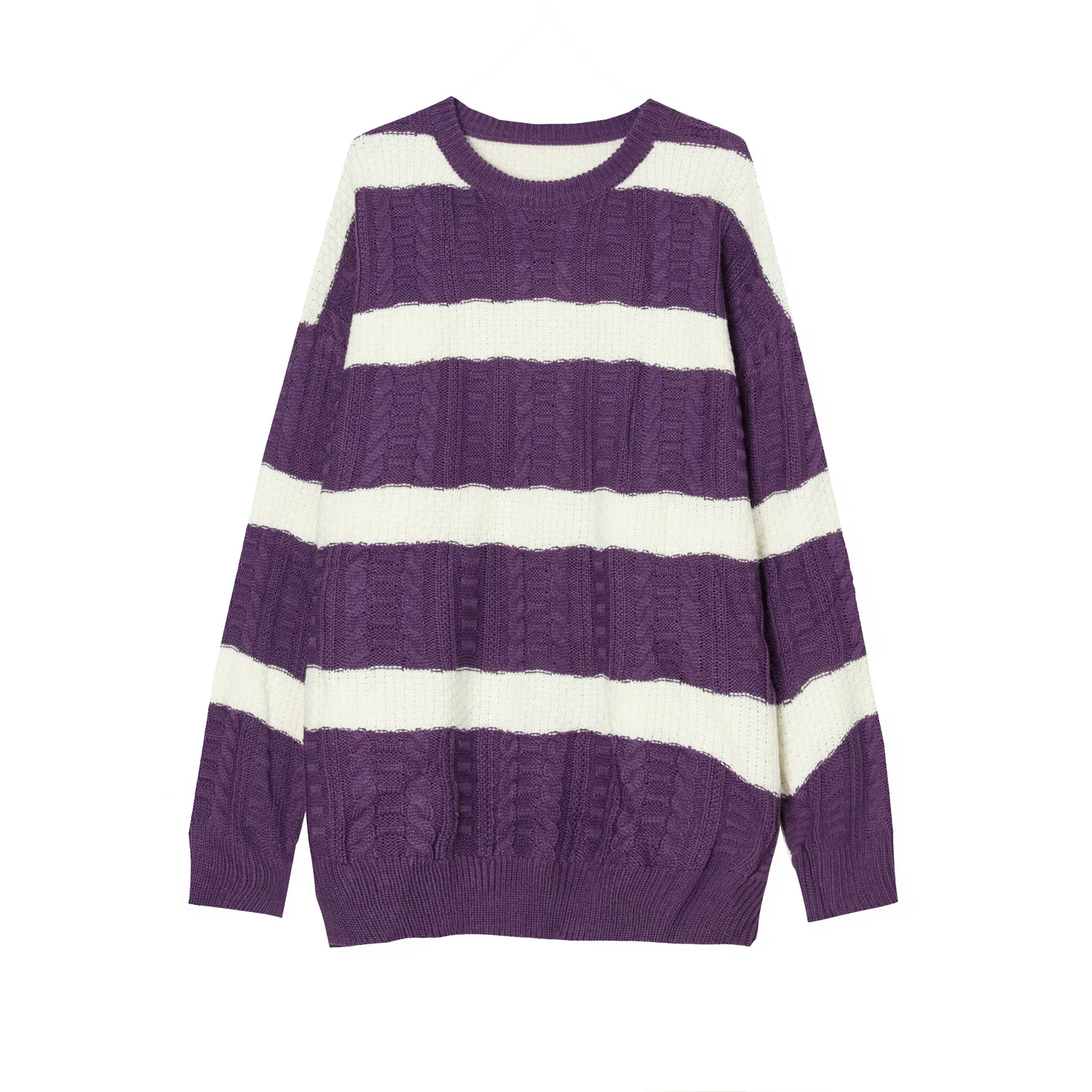 

Zone |, return, no change, loose color matching round neck sweater for men