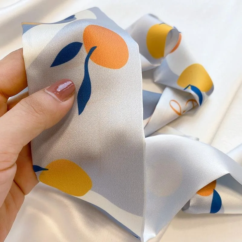 

Long Silk Hair Band Scarf Hair Ribbons Women Decorate Fruits Design Hairbands Ponytail Holder Hair Accessories for Office Girls