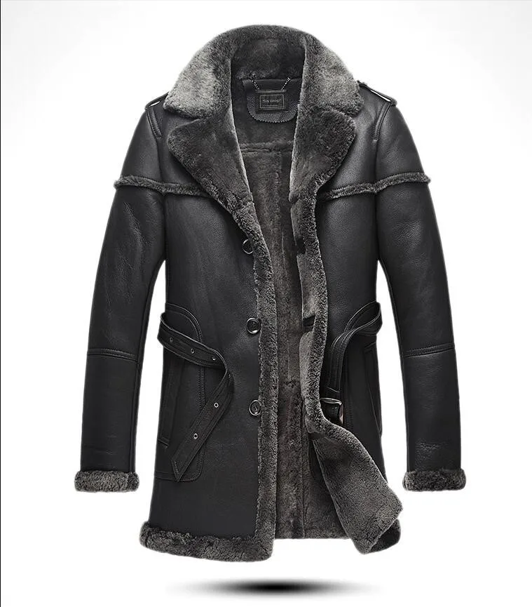 Новое поступление, зимняя мужская куртка в стиле ретро для отдыха из натуральной кожи с мехом, Мужское пальто из овечьей шкуры средней и бол...