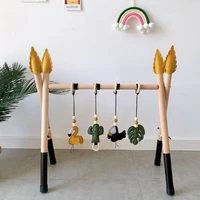 1set nordic style baby gym play nursery sensory ring pull toy wooden frame infant room toddler clothes rack gift kids room decor
