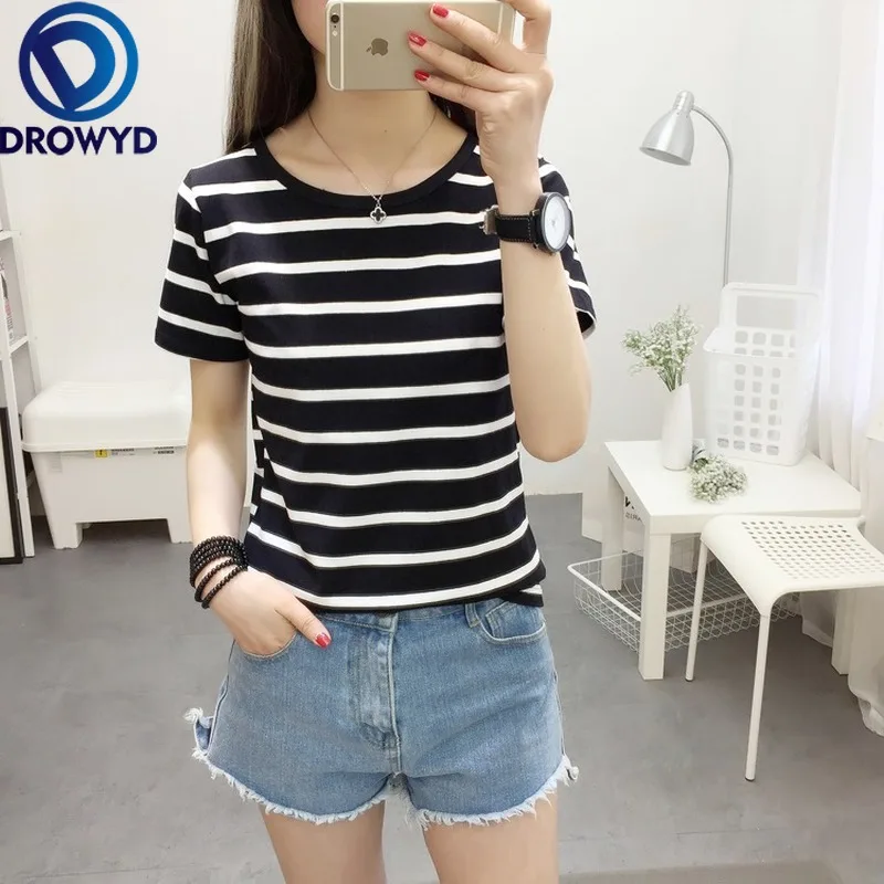 Женская тонкая футболка с короткими рукавами летняя модная круглым вырезом и