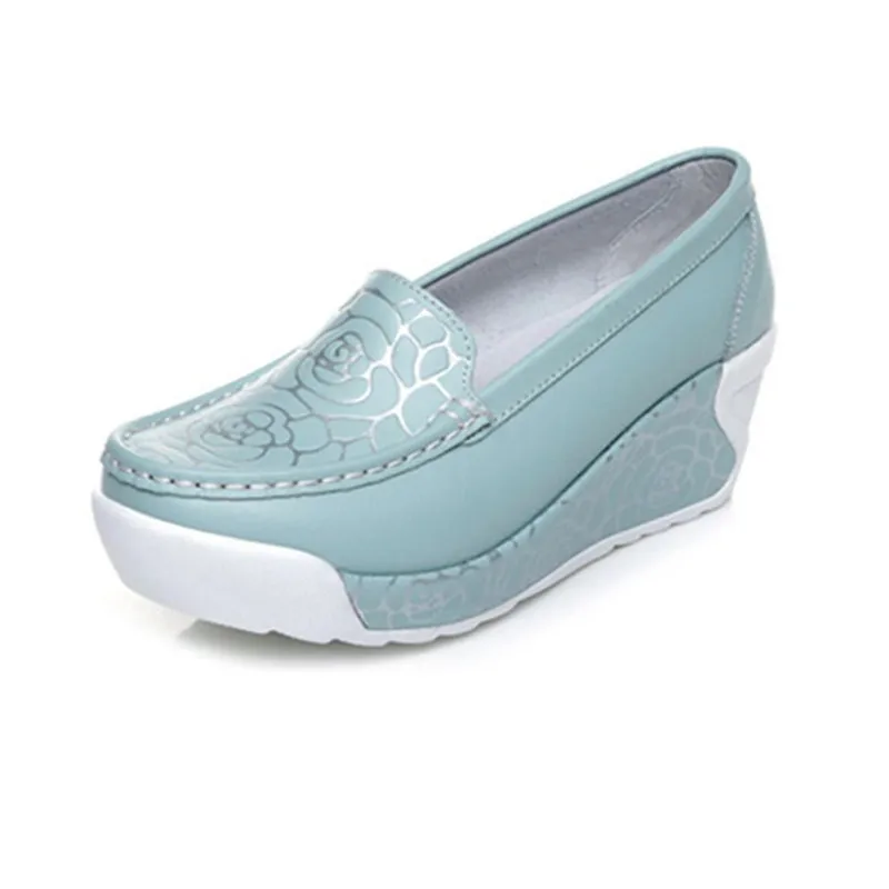 

LIN KING Women Summer Casual Swing Shoes Thick Sole Platform Height Increasing Loafers Slim Slip On Wedges Shoes Tenis Feminino