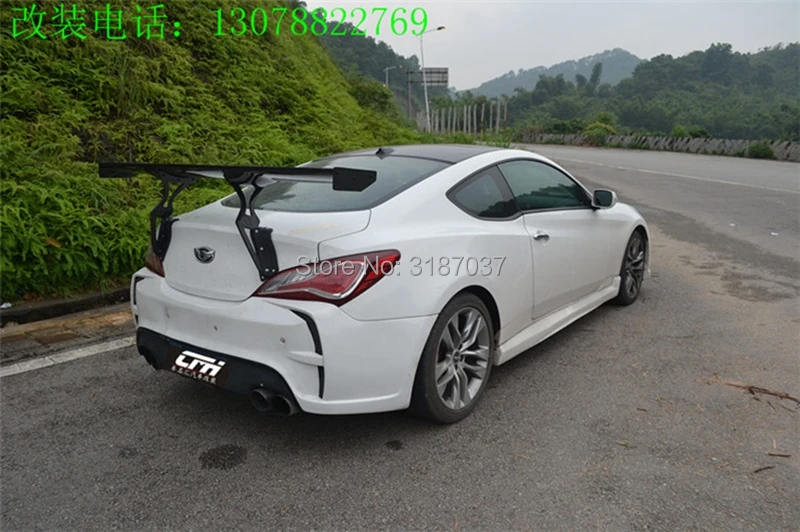 Для Hyundai Tiburon Genesis Coupe 2010- карбоновое волокно задний спойлер на крышу крыло багажника губы крышка багажника автомобиля Стайлинг