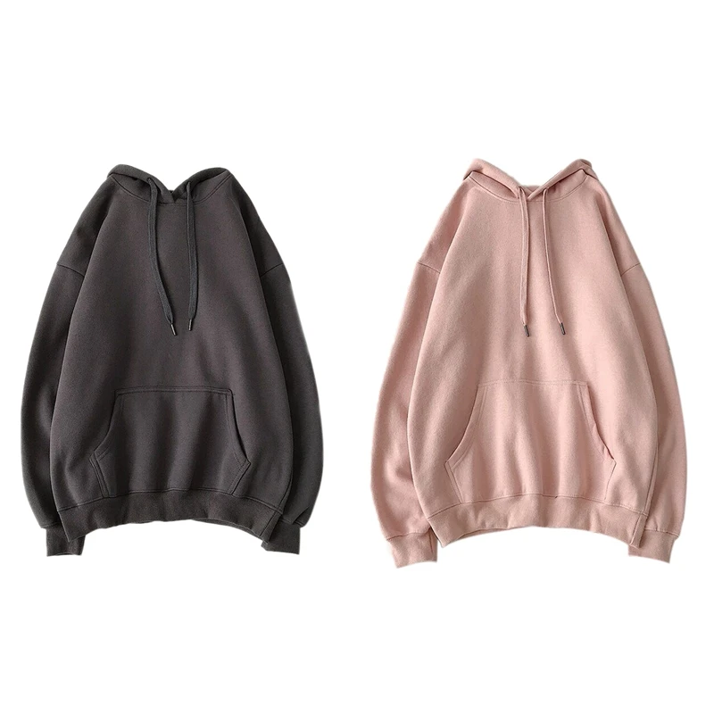 

2 Pcs Hoodies Warm Oversized Unisex Couple Sweatshirts Harajuku Hooded Men Women Hoody Tops XXL, Pink & Dark Gray