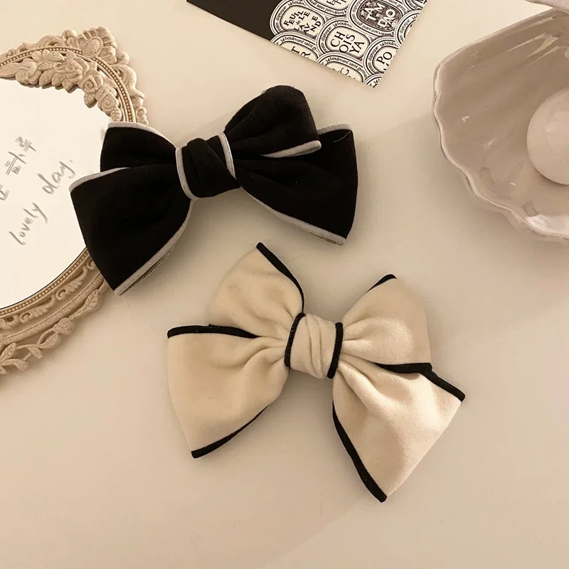 

2pc black white Vintage party bow Hair Clip Claws Hair Barrette Hairpin Hairgrips Korean Hair Accessories for Women Girls