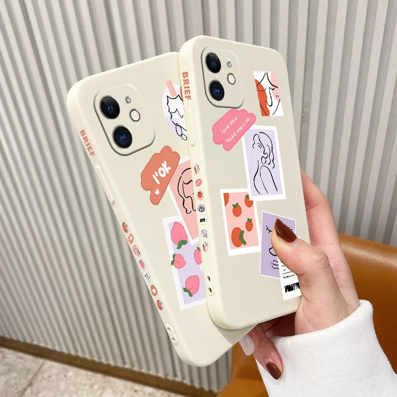 

Color Briliancy Girl Phone Case For iPhone 12 Pro Max 11 X XS XR XSMAX SE2020 8 8Plus 7 7Plus 6 6S Plus Liquid Silicone Cover