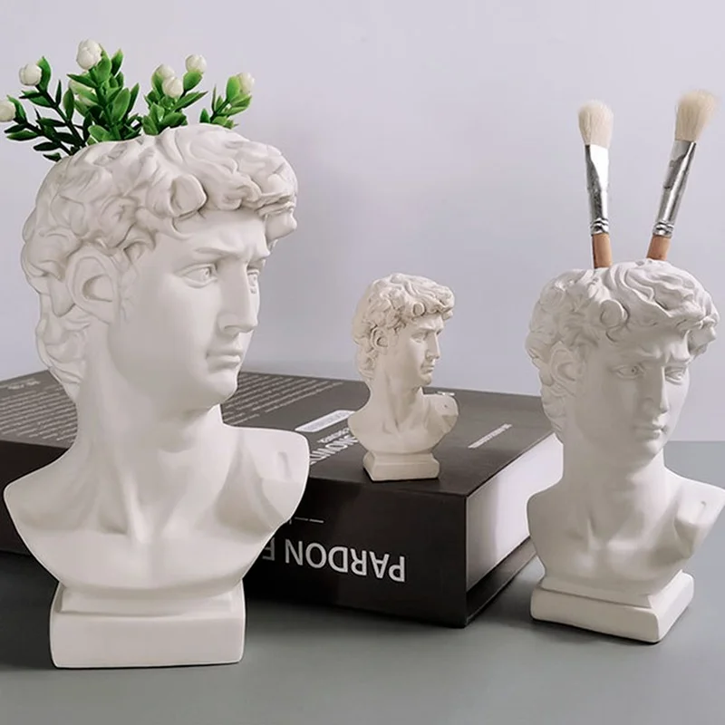 

Greek Mythology Figurine David Head Portraits Bust Mini Gypsum Statue Drawing Practice Crafts Plaster Sculpture Nordic Decor