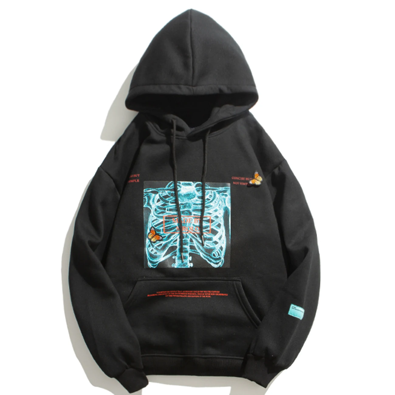 Мужская Повседневная Толстовка в стиле Харадзюку со скелетом и бабочкой 2020 |