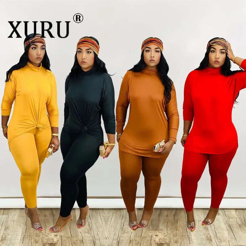 

XURU Autumn and Winter New Style Jumpsuit Women's Suit Two-piece Tight-fitting Long-sleeved High-stretch Jumpsuit
