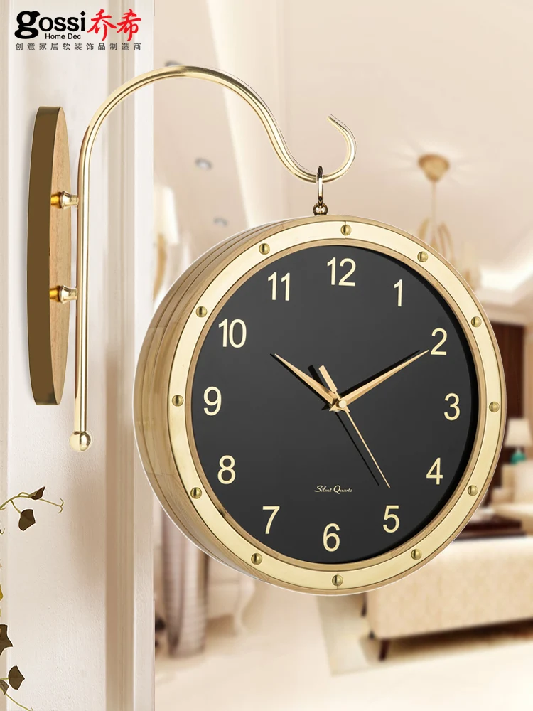 

Double-Sided Luxury Wall Clock Vintage Creative Wall Clock Modern Design Large Relogio De Parede Home Decorations OO50WC