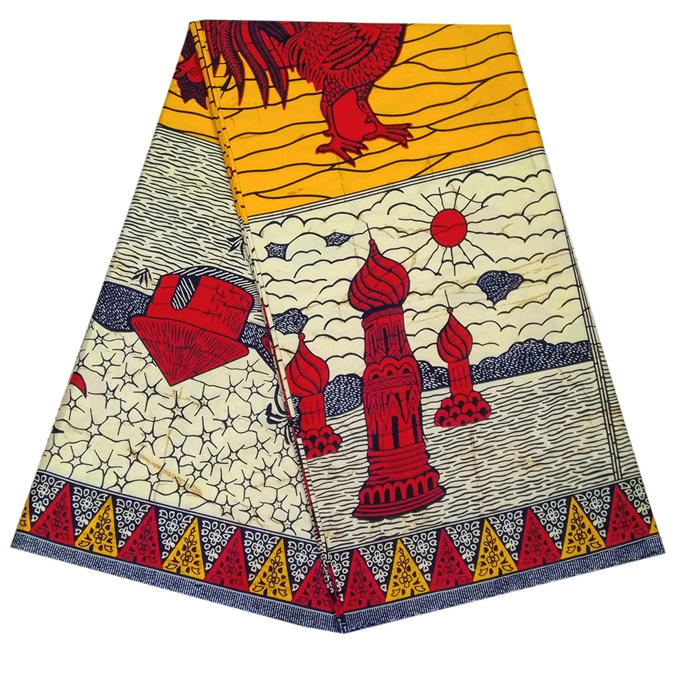 2019 Новое поступление африканская ткань с принтом петуха Нигерия Анкара 100%