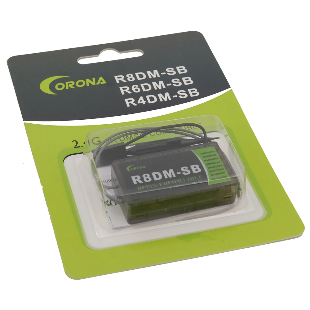Ресивер Corona R8DM-SB 2 4G 4CH DMSS совместимый с поддержкой Bus w/ S. Поддержка JR XG6 XG7 XG8 XG11 |