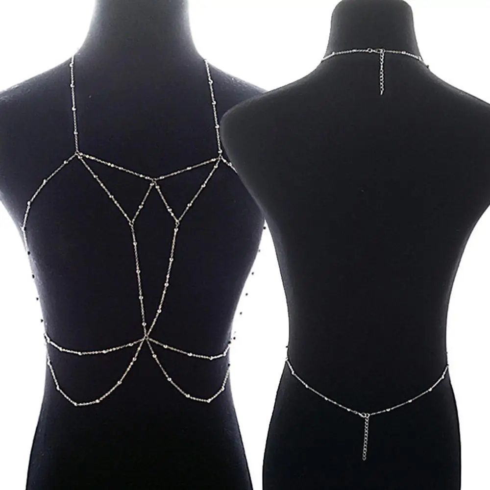 Женское бикини золотого и серебряного цвета многослойная цепочка с кисточками