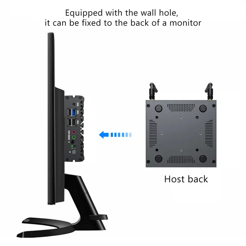 Мини ПК промышленный без вентилятора процессор Intel J1900 4 USB порта Windows 10 поддержка