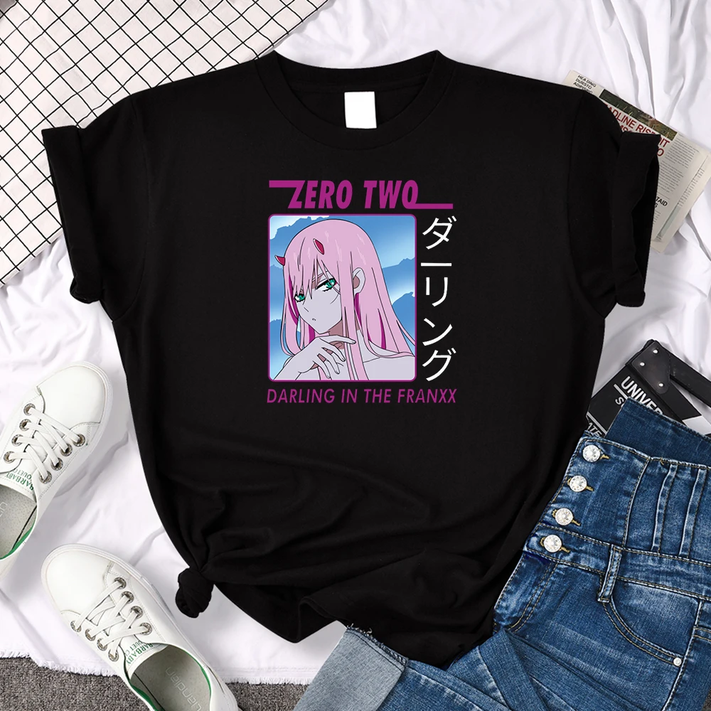 

Female T Shirt Anime Darling In The Franxx Zero Two Prined Top Women Oversize Streetwear O-Neck Tee Lady Manga Harajukua Clothes