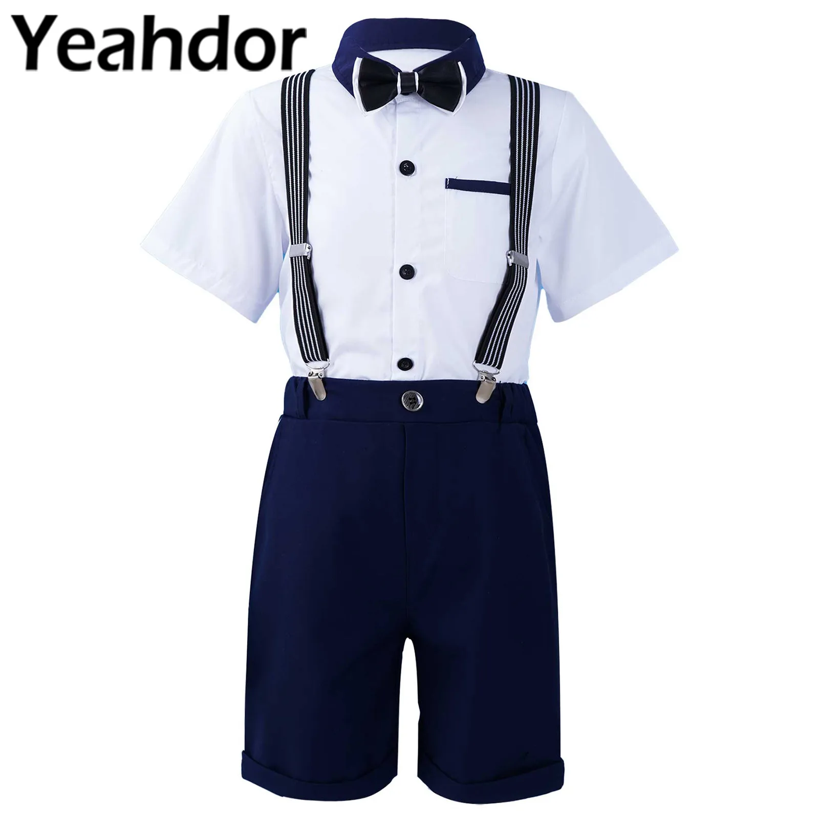

4Pcs Flower Boy Clothes Kids Formal Dress Gentleman Outfit Summer Chidlren's Sets Boys Suit For Wedding Birthday Party Costume