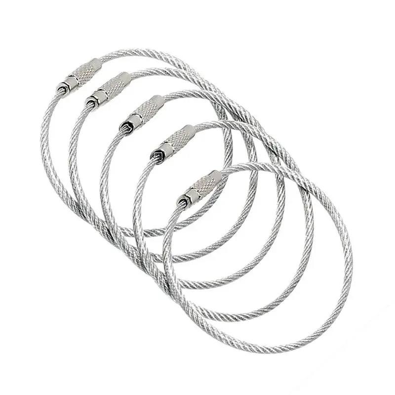 20-Pack-Silver Ultra Tough Stainless Steel String Wire Luggage Tags Loop Key Rings | Locks