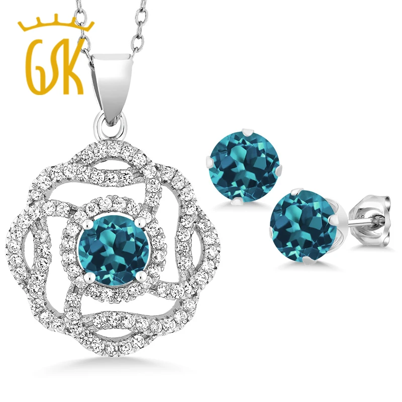 Набор украшений для женщин GemStoneKing круглые серьги из серебра 925 пробы с