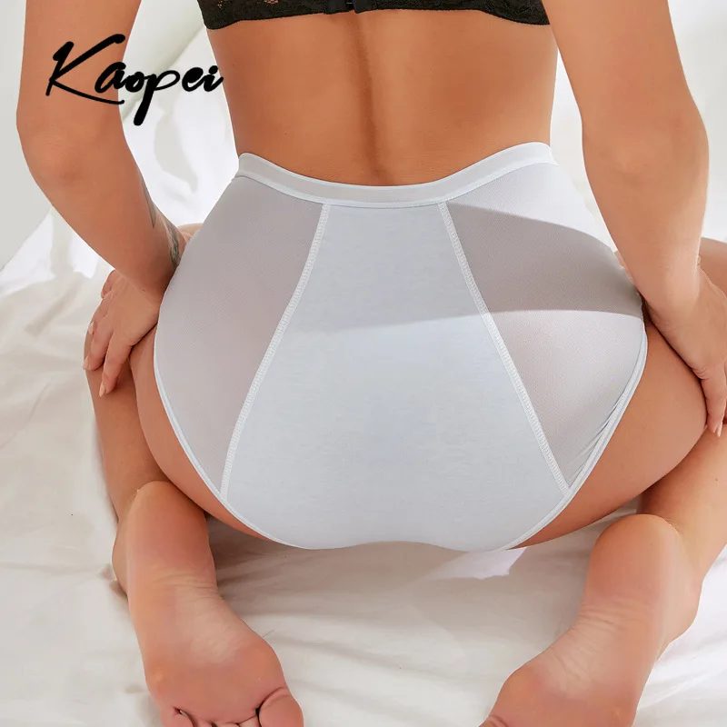 Трусики женские сетчатые с высокой талией пикантные удобные дышащие защитой от