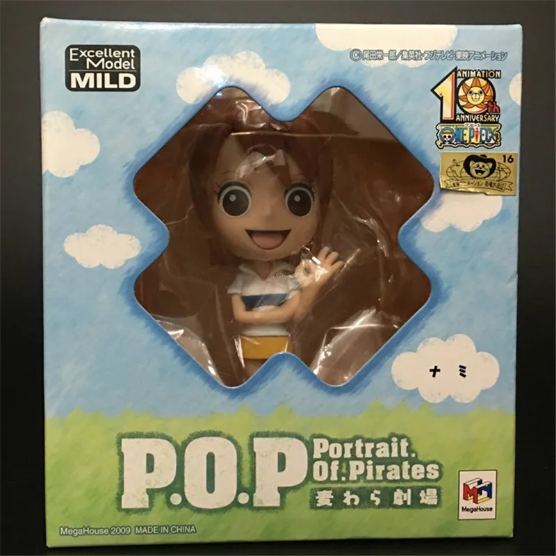 

4" Anime One Piece Q Version Nami The Straw Hat Pirates Golden Cat Sticker Original Version PVC Action Figure Toy BOX 10CM Q318