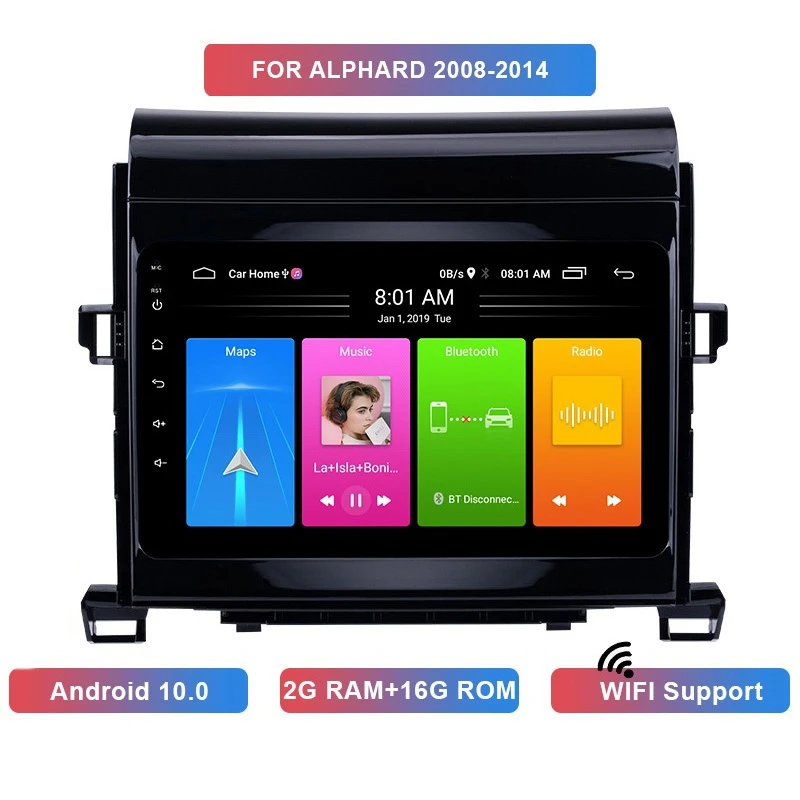 

9 Inch Android 10 HD Car MP5 Player Stereo Radio 2+16GB Wifi Bluetooth GPS Navigation For Toyota Alphard 2008-2014
