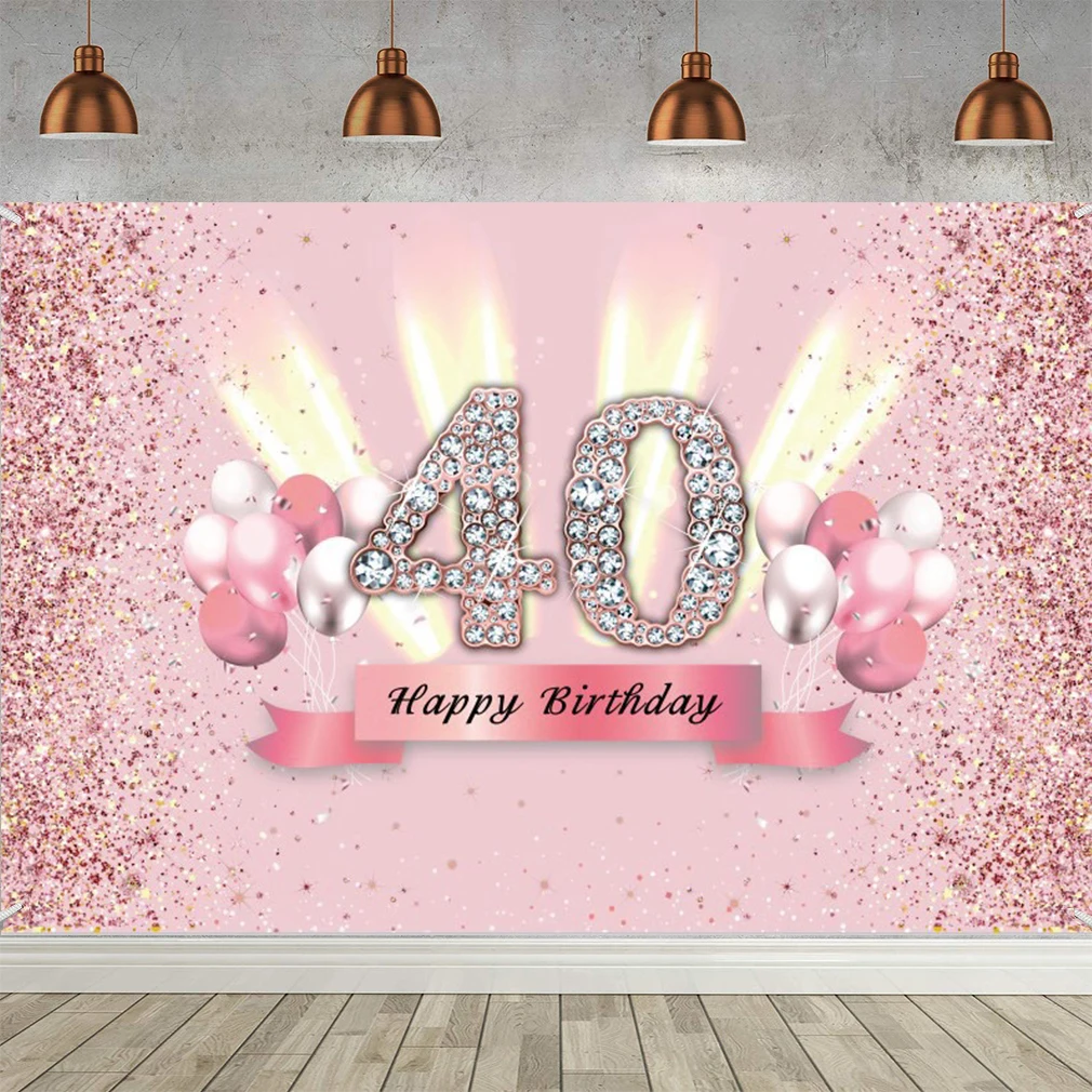 

Happy 40th Birthday Backdrop for Women Happy Forty Years Old Age Birthday Party Background Shining Rose Gold Party Decoration