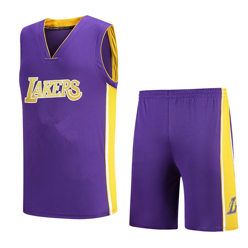 Lakers майка с вышивкой компания школьная игра баскетбол одежда настраиваемый напечатанный номер DIY Баскетбольная одежда костюм